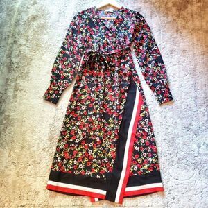 Dex NWT Xsmall Small Medium Long Sleeve Floral Print Faux Wrap Maxi Dress